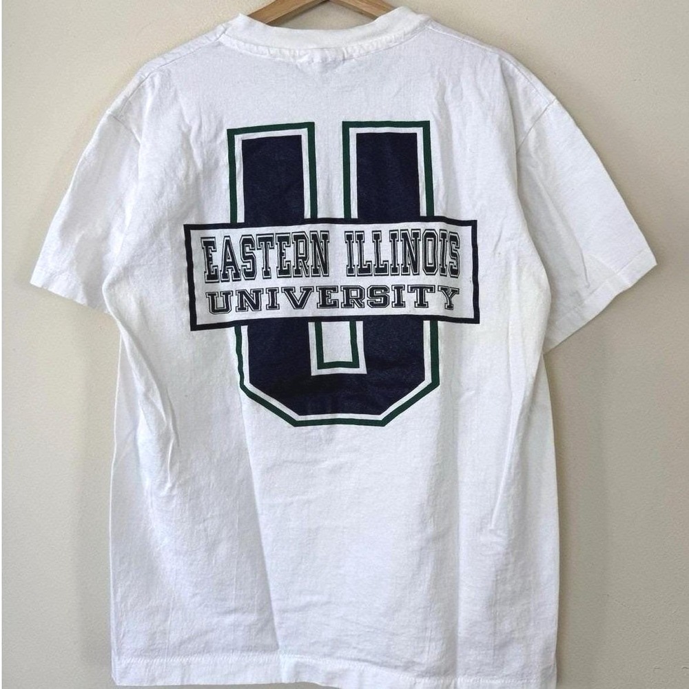 Vintage 90's Eastern Illinois University Single Stitch White Tee Shirt